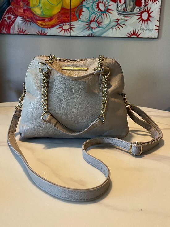 Steve Madden Handbags - Steve Madden Taupe Faux Leather Satchel Crossbody Bag